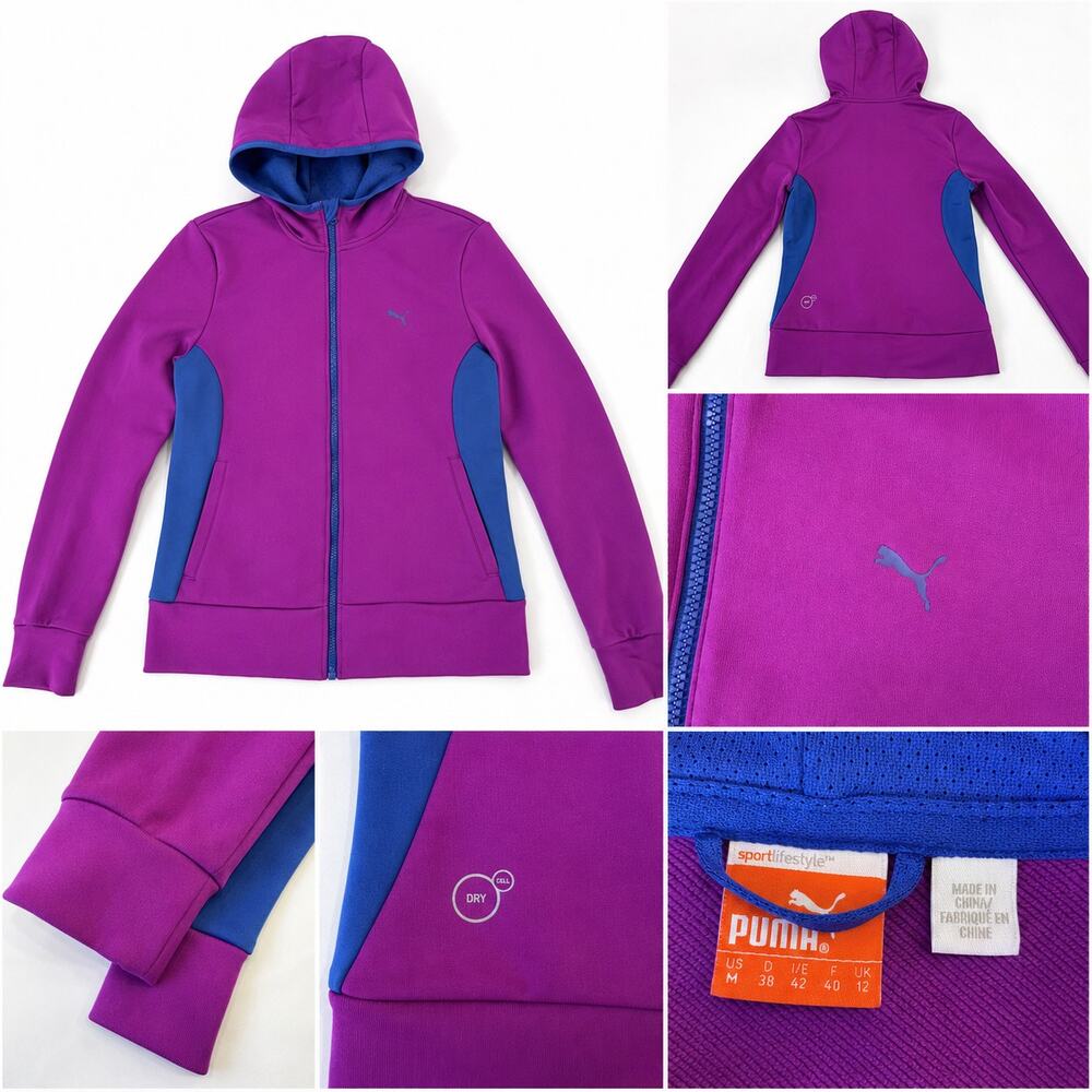 Puma Sport Lifestyle DryCELL Full Zip Hooded Jacket Purple Blue Women's Medium